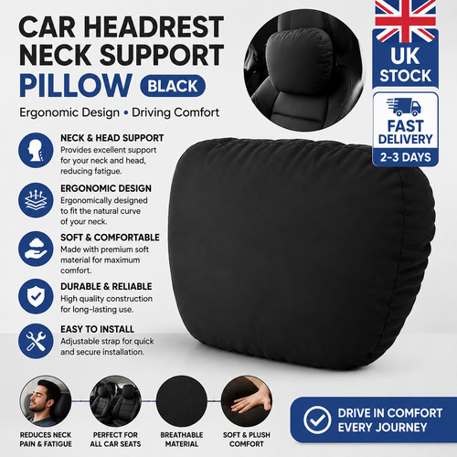 Black car headrest pillow neck - black,